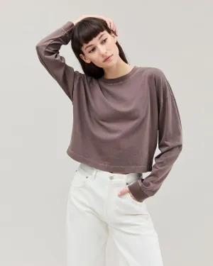 Women's Relaxed Crop Long Sleeve Tee Four Way Stretch Outdoor Smooth