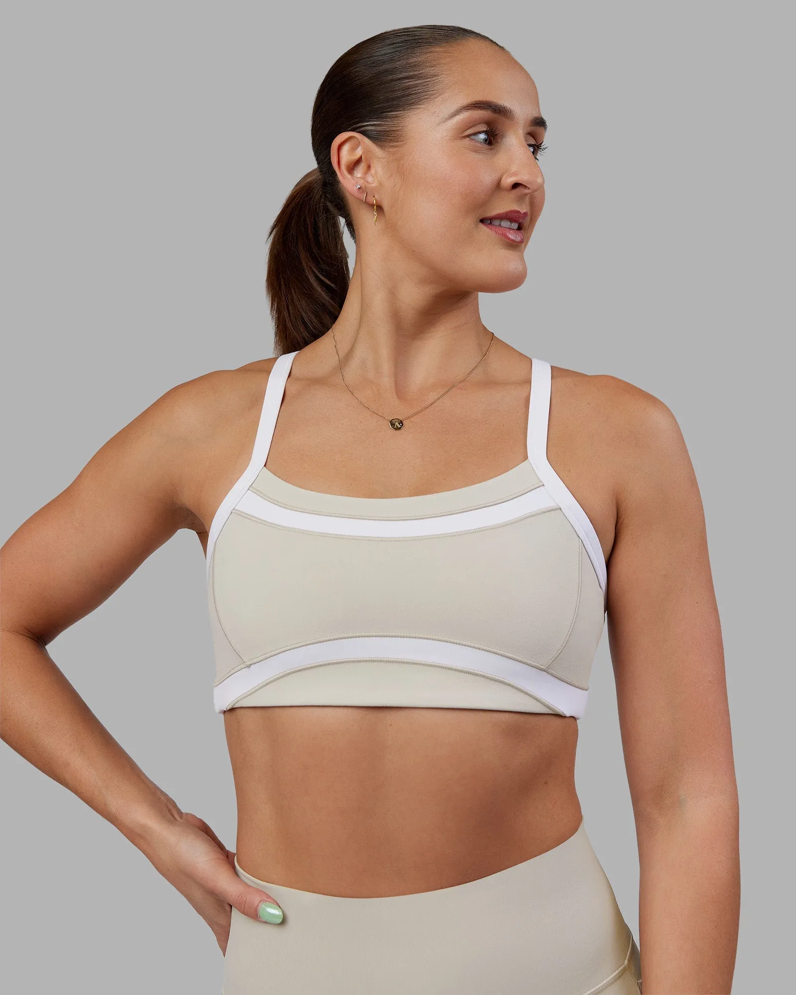Outdoor Clothing Smooth Fit Abs Ignite Sports Bra - Shale Beige-White