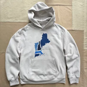 Blue New England States Hoodie, Dust ribbon accents