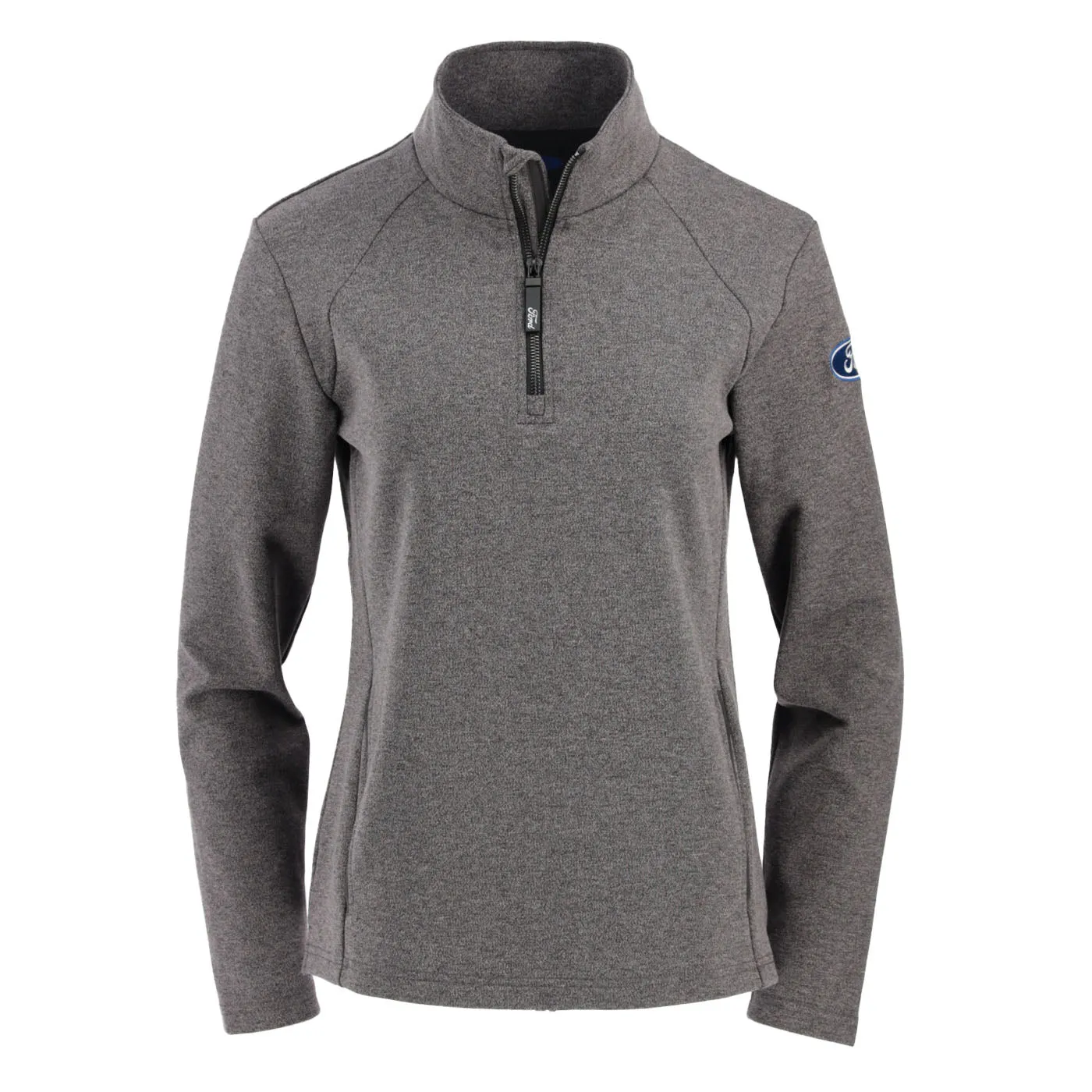 Ford Oval Womens Gray Long Sleeve Performance Quarter Zip Trendy Streetwear Comfortable clothing