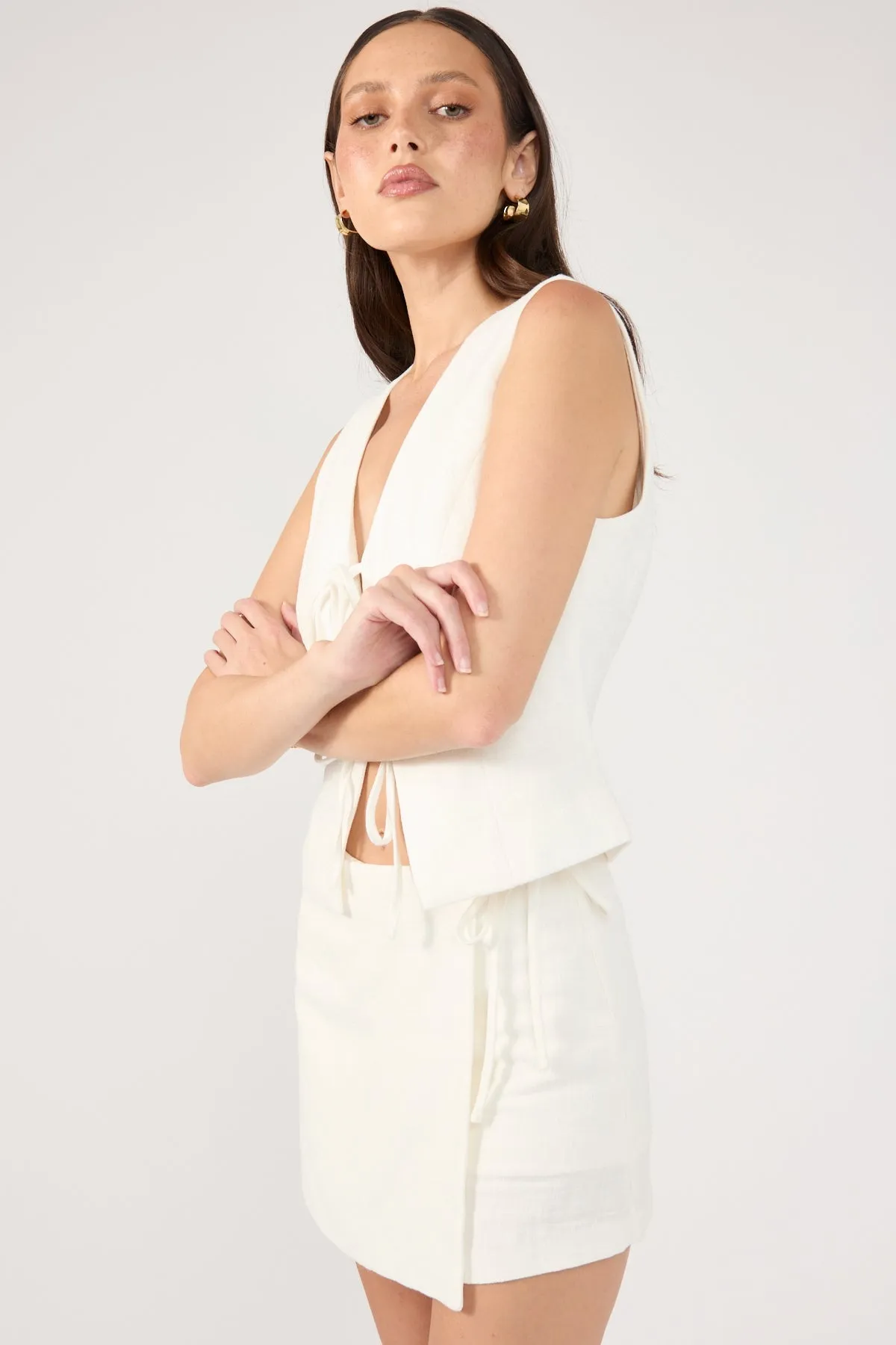 Perfect Stranger Menorca  Tie up Skort White Classic Elegance Style Vibes