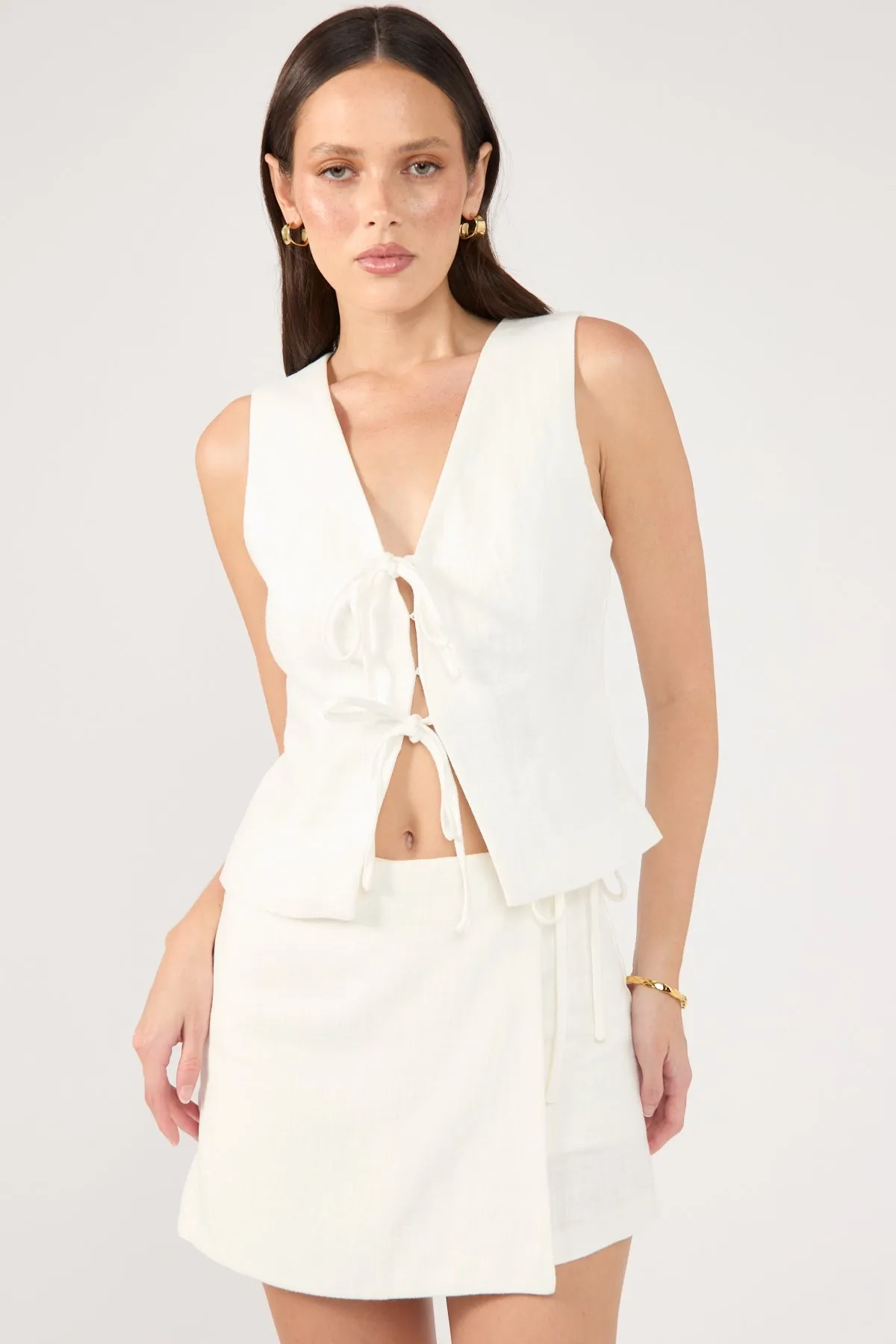 Perfect Stranger Menorca  Tie up Skort White Two Tone Trim Weekend Look