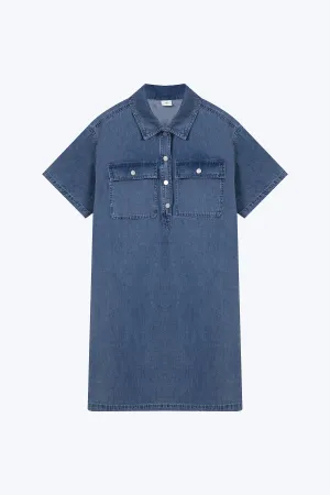 Base Outfit Denim Patch Pocket Dress - Denim