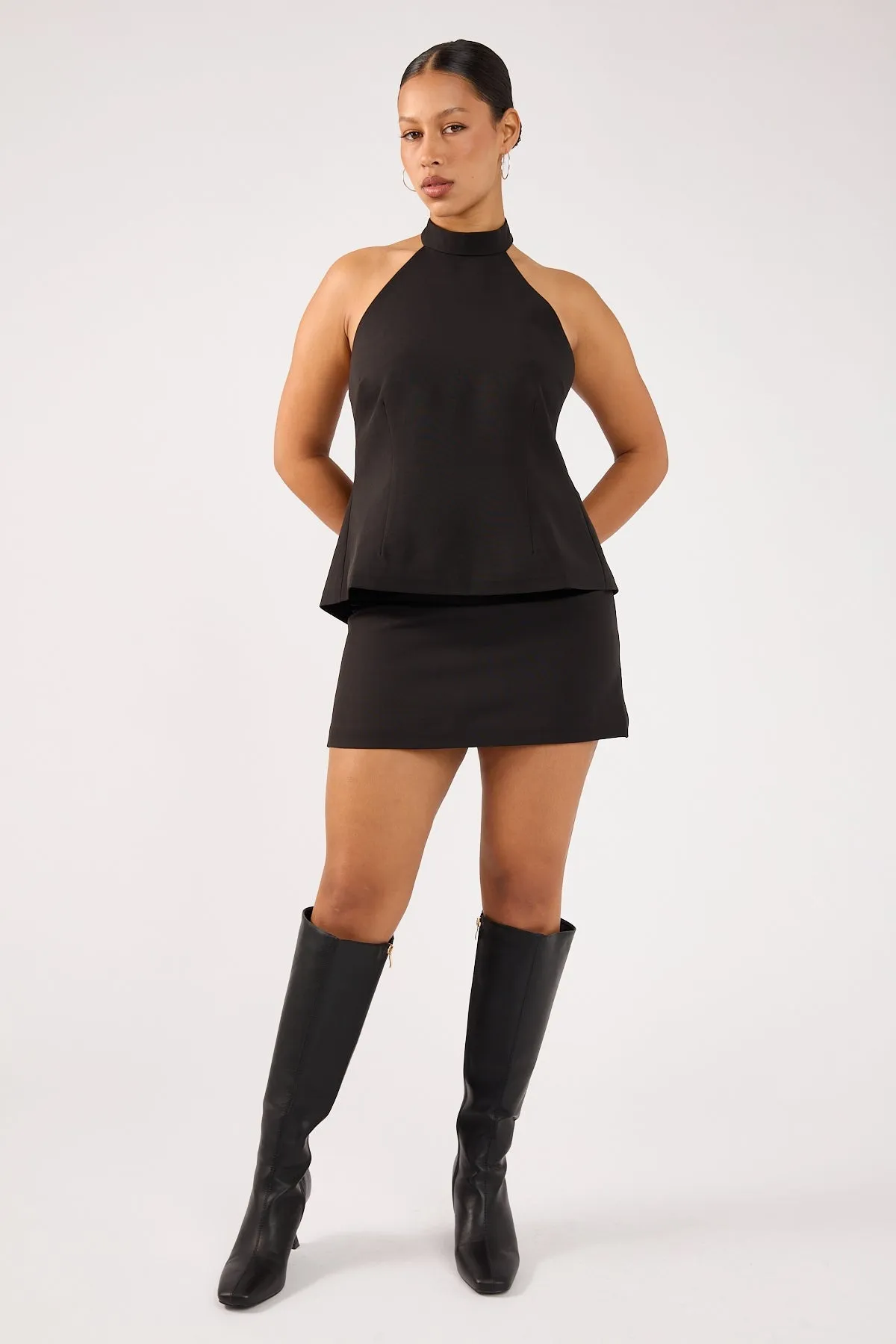 Perfect Stranger Beck Buckle Mini Skirt Black Mini length