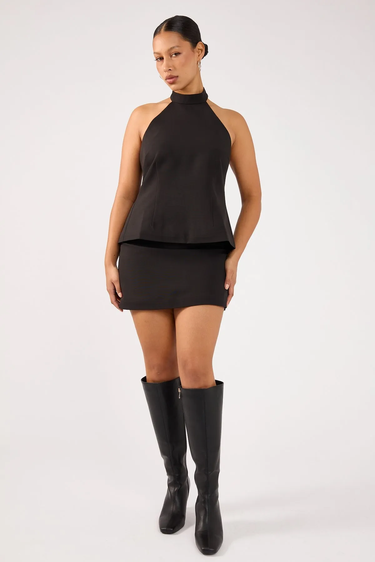 Breezy Mood Perfect Stranger Beck Buckle Mini Skirt Black