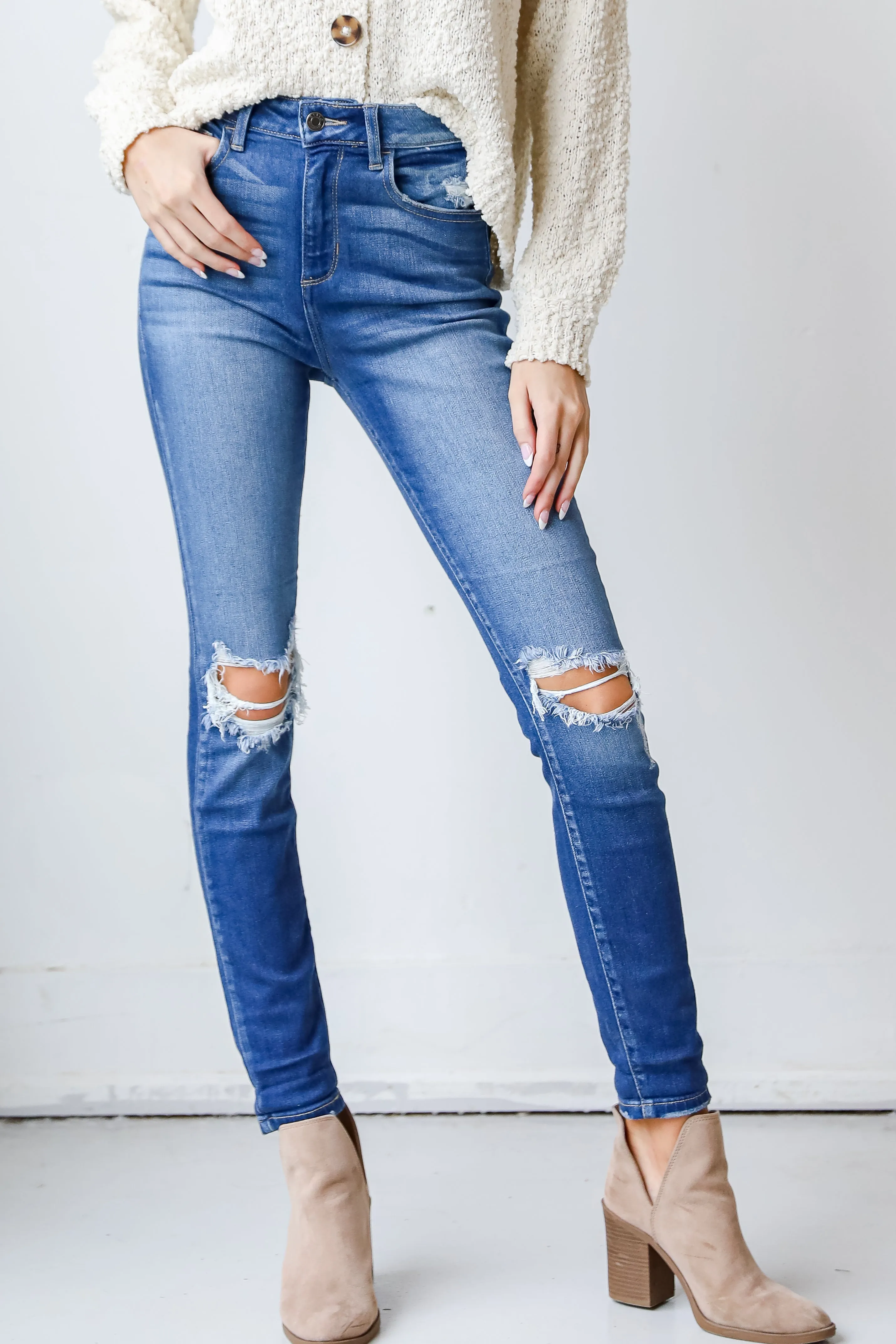 Bridget Distressed Skinny Jeans Anti Odor Fabric Treatment