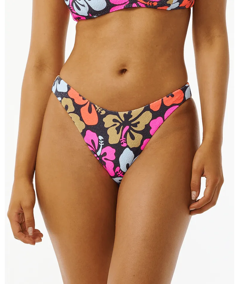 Rip Curl Hibiscus Heat Hi Cut Cheeky Bottom-Multi Stackable Storage Design