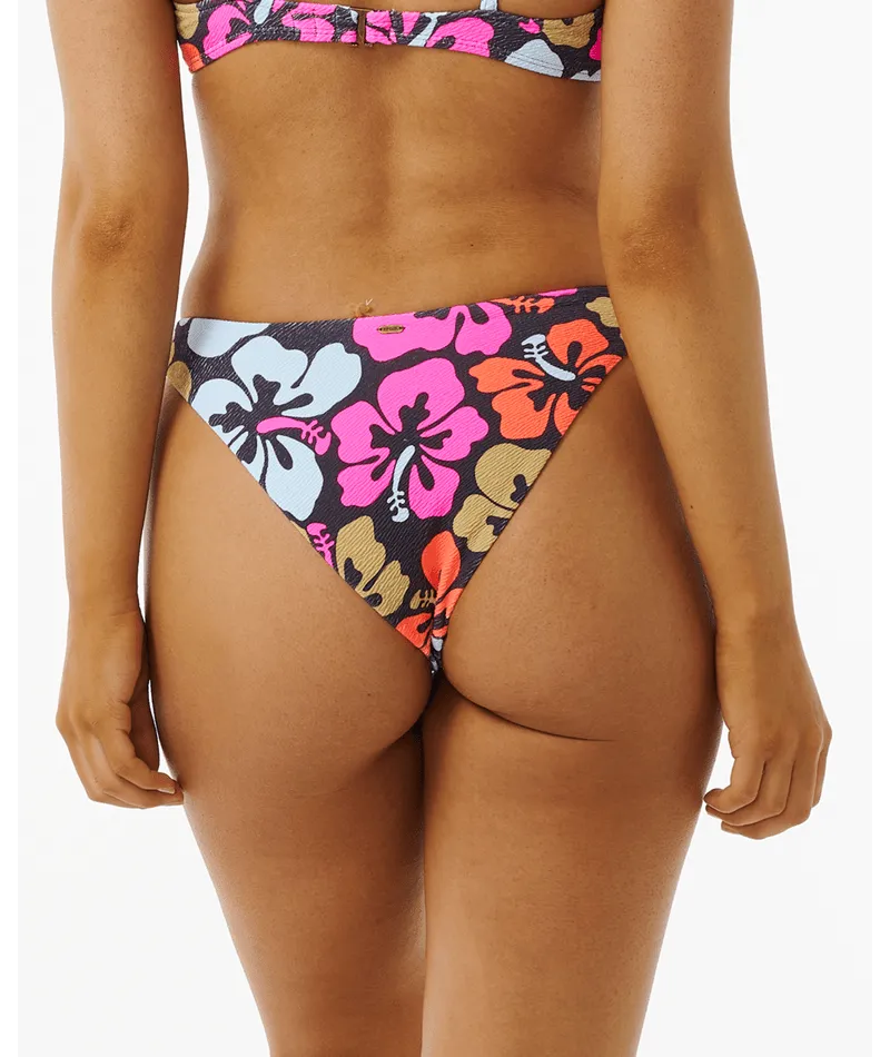 Rip Curl Hibiscus Heat Hi Cut Cheeky Bottom-Multi Chic Comfort