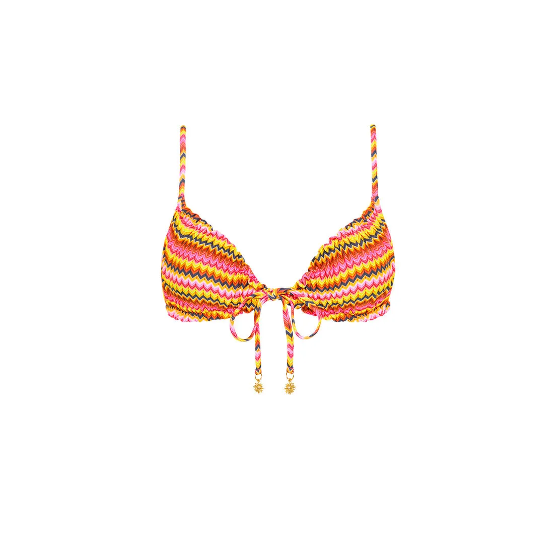 Eco Conscious Manufacturing Tropical Adventure Kulani Kinis Ruched Bow Bralette Top-Midnight Moon