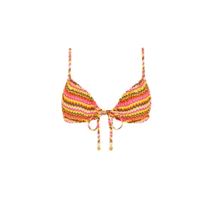 Eco Conscious Manufacturing Tropical Adventure Kulani Kinis Ruched Bow Bralette Top-Midnight Moon