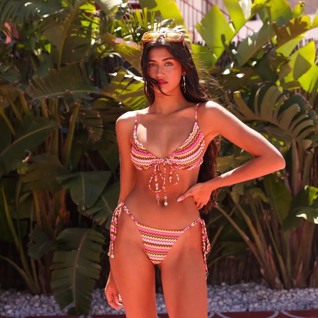 Sunny Days Kulani Kinis Ruched Bow Bralette Top-Midnight Moon