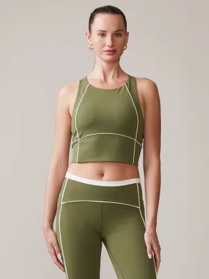 High Neck Piped Bra Smooth Texture Minimalist