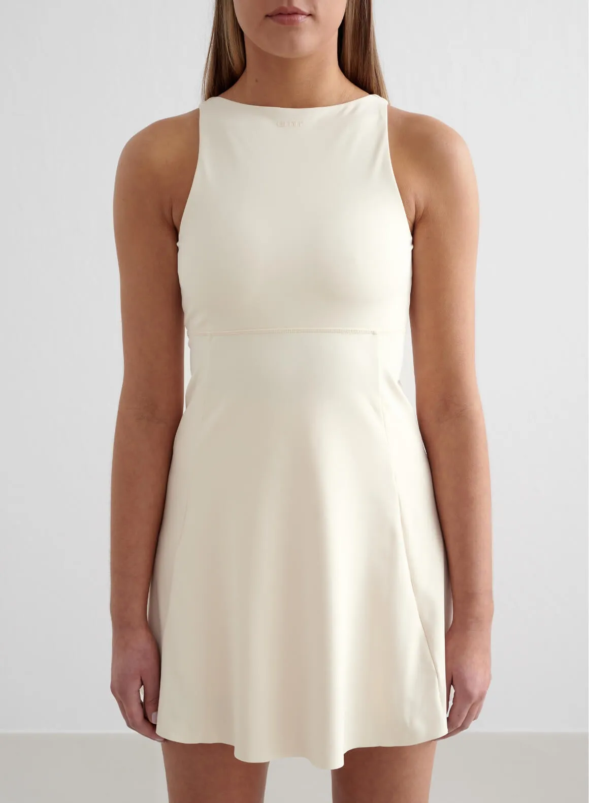 Metallic Finish Almond Sense High Neck Dress