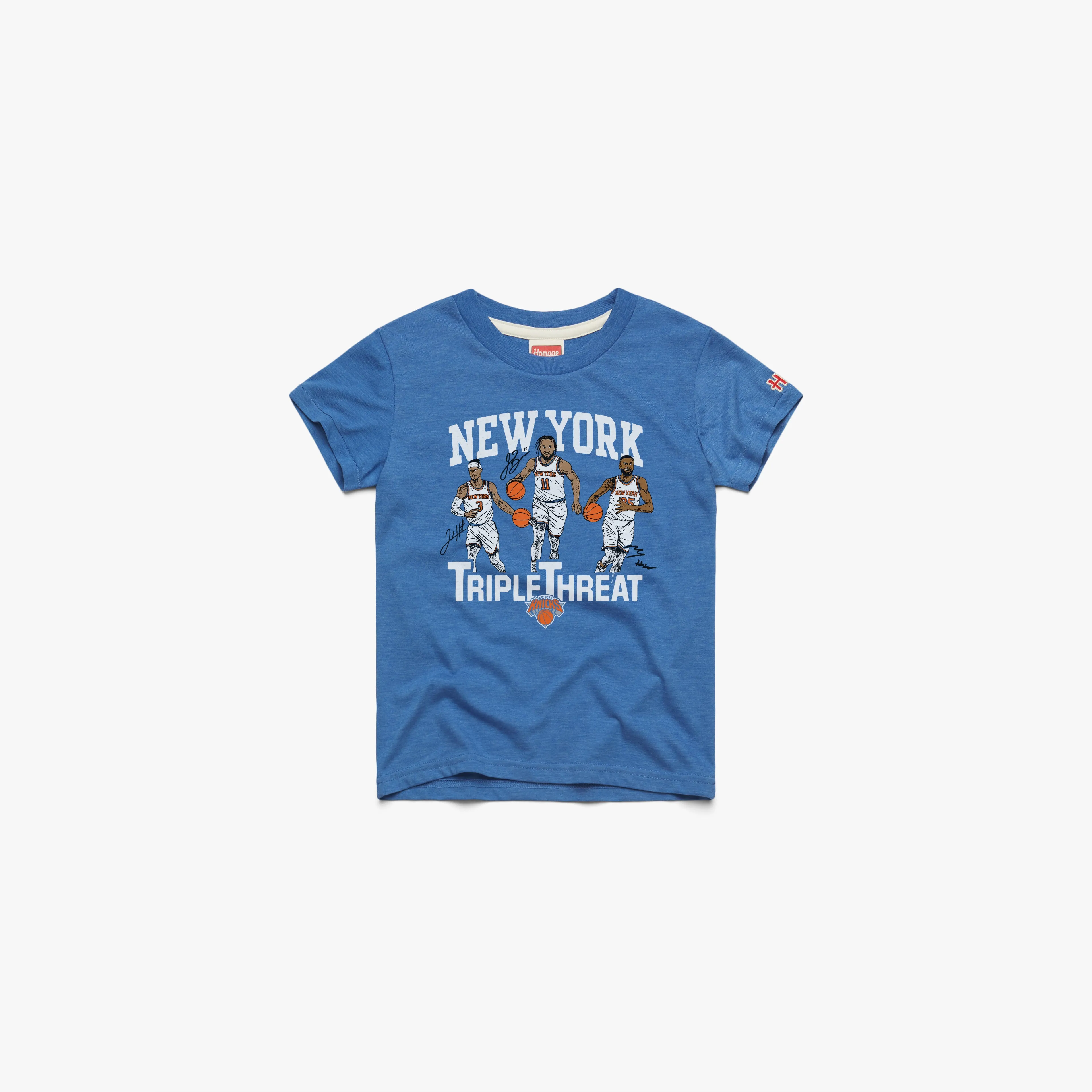 Youth Knicks Triple Threat Hart Brunson Bridges Subtle Logo Placement Soft Brushed Finish