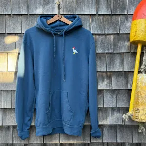 Embroidered Seagull Pullover Hoodie, Blue Steel embroidery accents