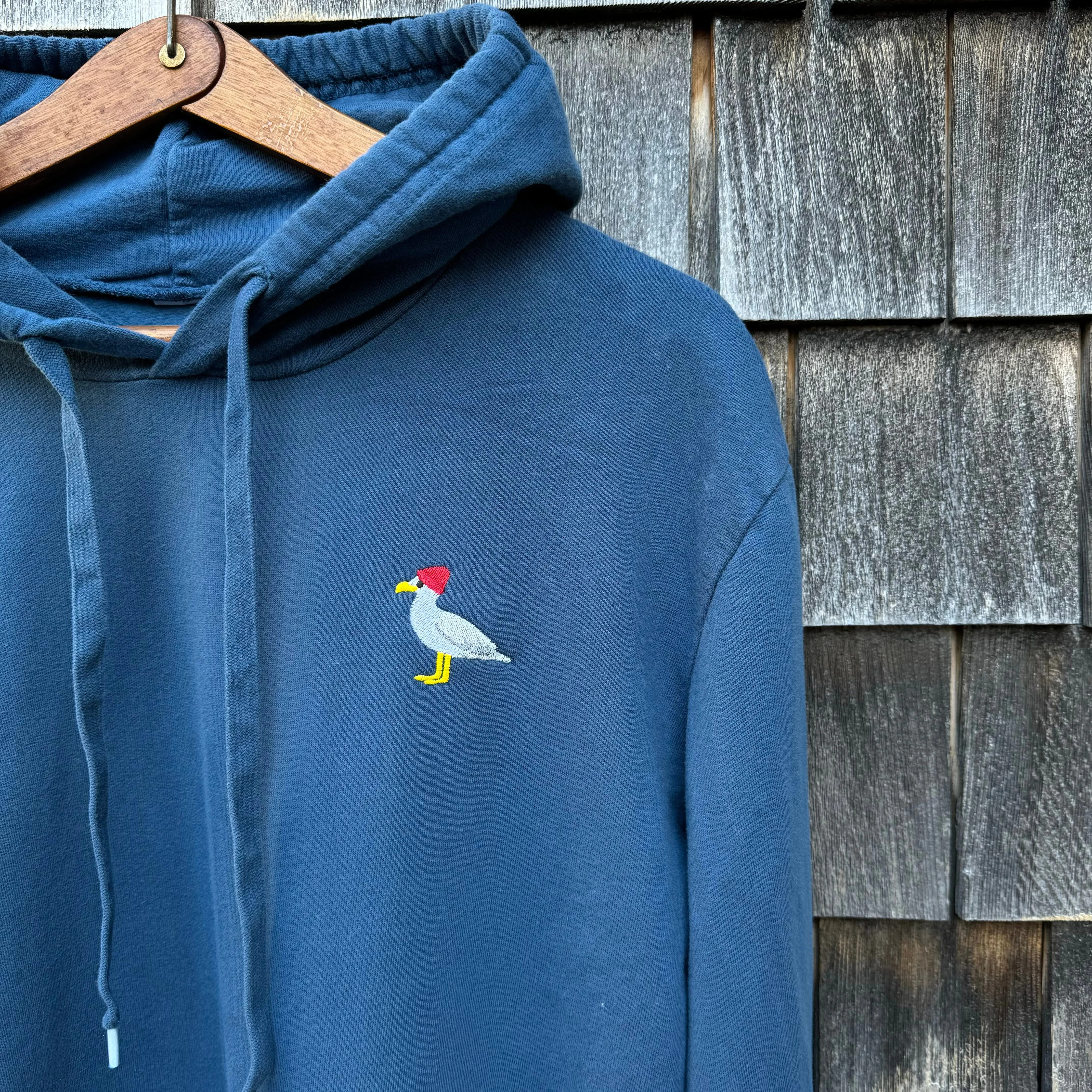 product date night charm factor watch accents Embroidered Seagull Pullover Hoodie, Blue Steel