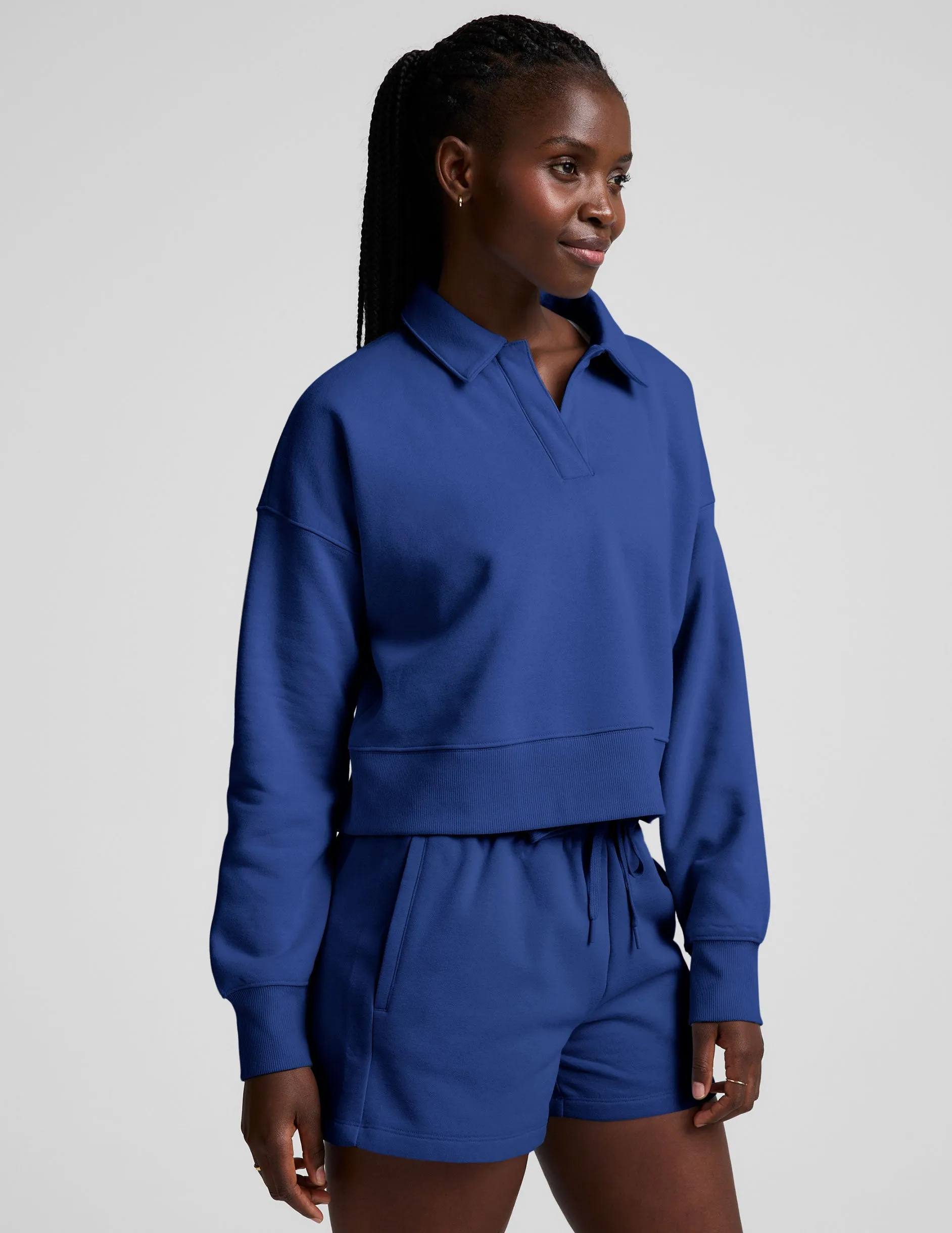 LuxeFleece Collared Sweatshirt Cold Protection goes with leggings