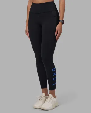 Seamless Comfort Body Shaping Beginner Level Rep Ultra High-Rise 7/8 Legging Pockets - Black-Power Cobalt