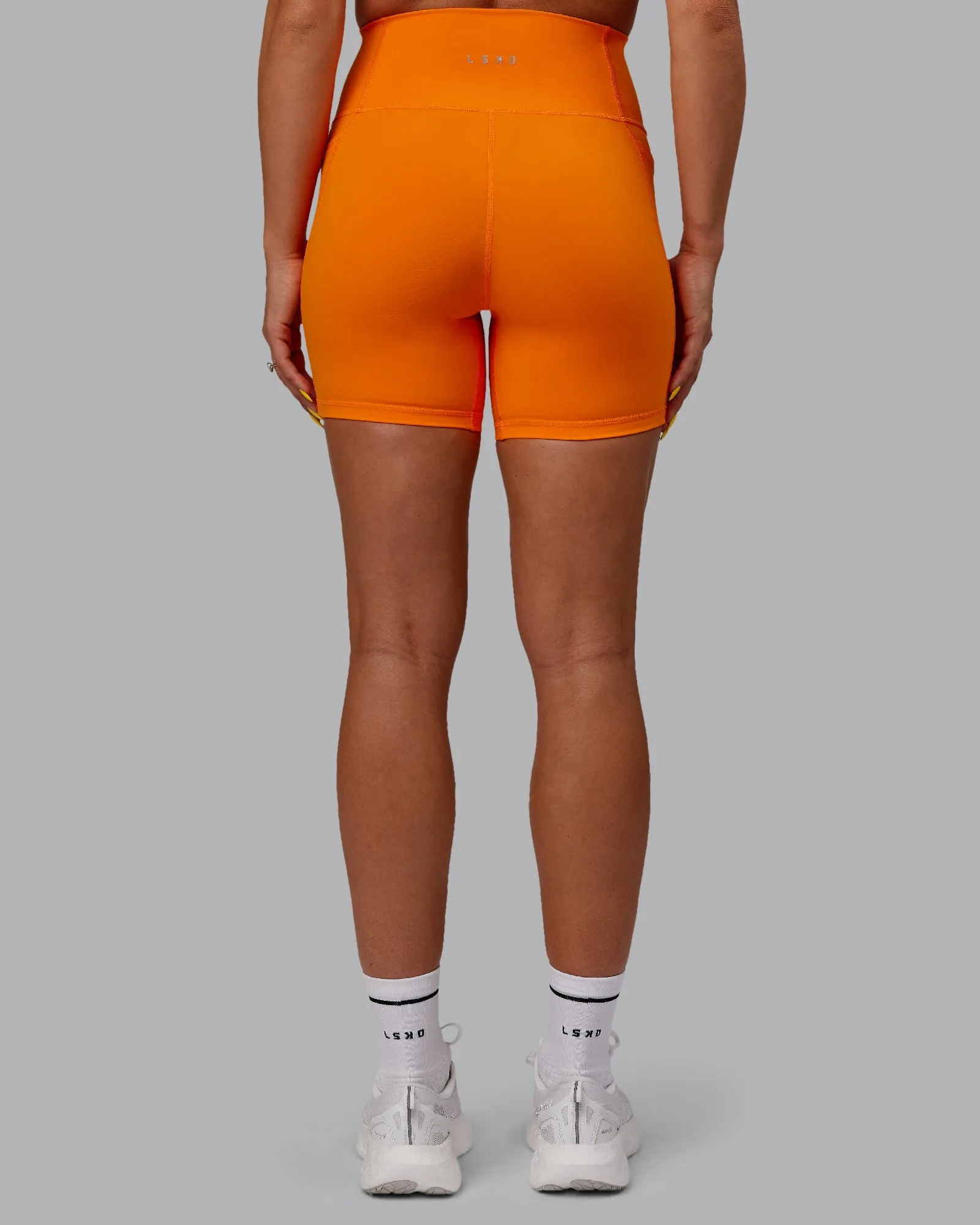 Leather shorts Basic Look Fusion Ultra High-Rise 6" Short Pockets - Vibrant Orange