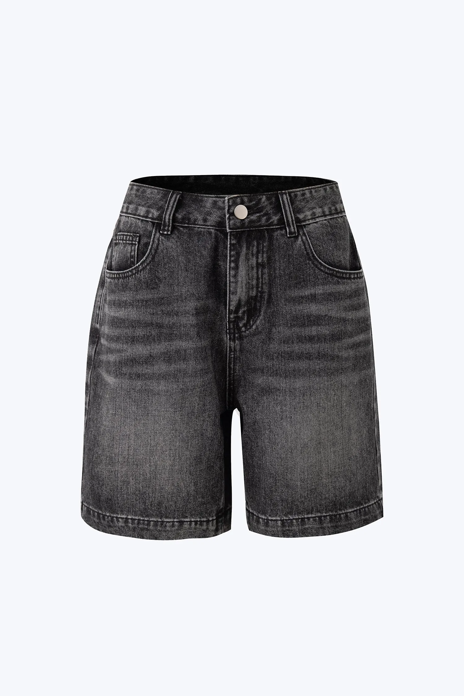 Weekend Style Smooth Youth Style Road Trip Outdoor Enthusiast Denim Bermudas Shorts - Black