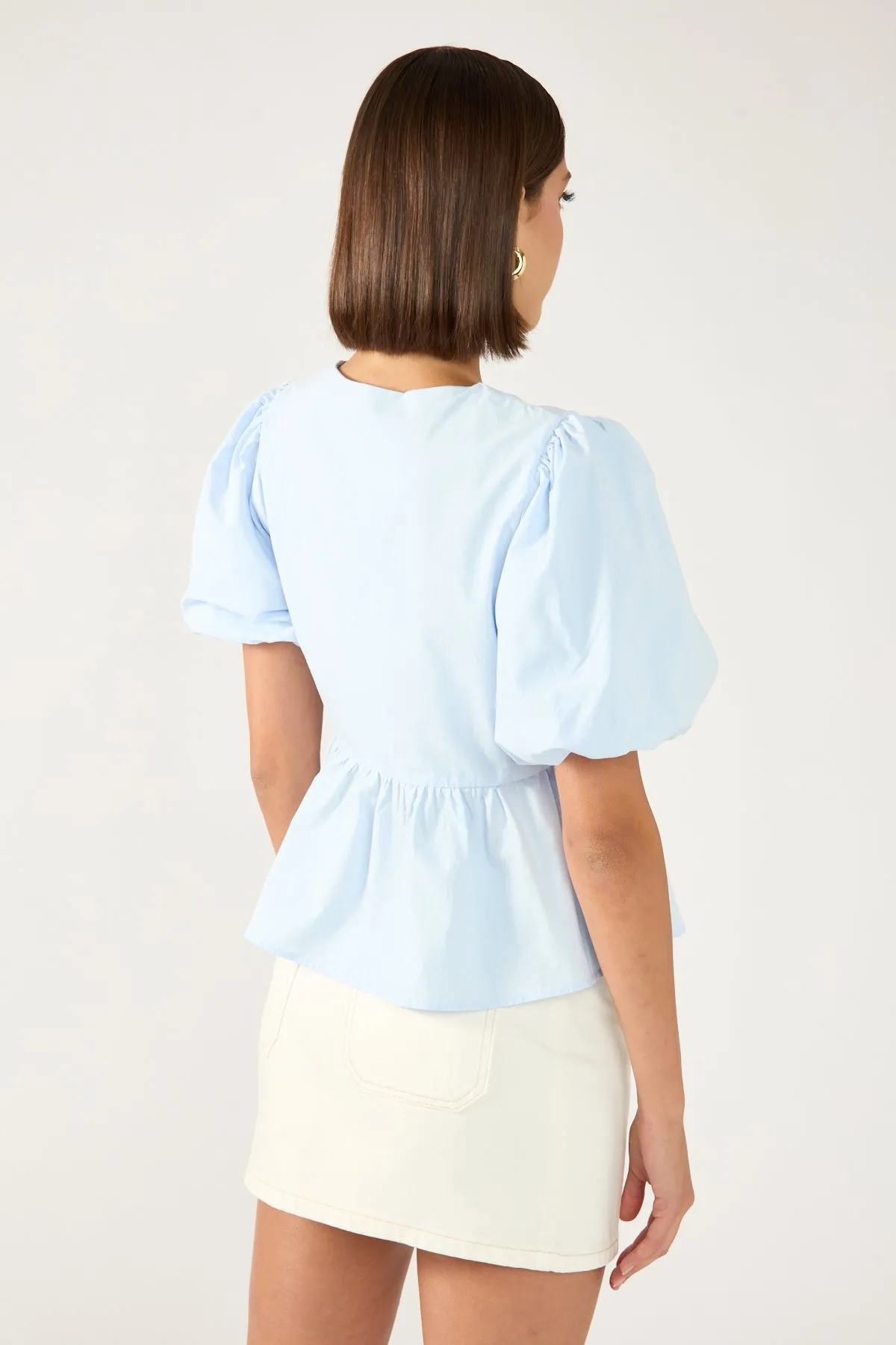 Perfect Stranger Mika Denim Mini Skirt Cream Wrap Closure