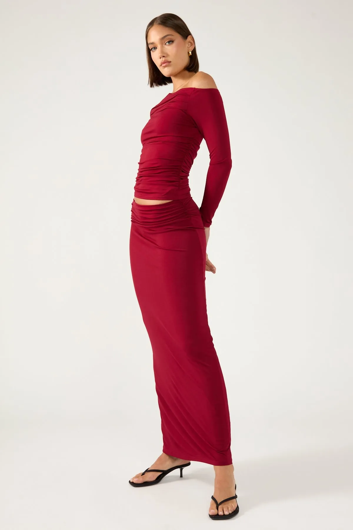 Easy Outfit Perfect Stranger Rosh Maxi Skirt Burgundy