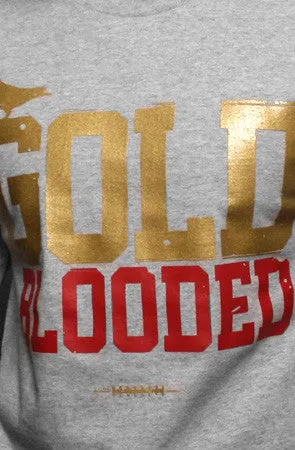 Embroidered Details Gold Blooded (Men's Heather/Red Tee)