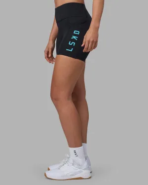 Light Weight Flexible Mobility Rep Ultra High-Rise 4" Short Pockets - Black-Blue Atoll