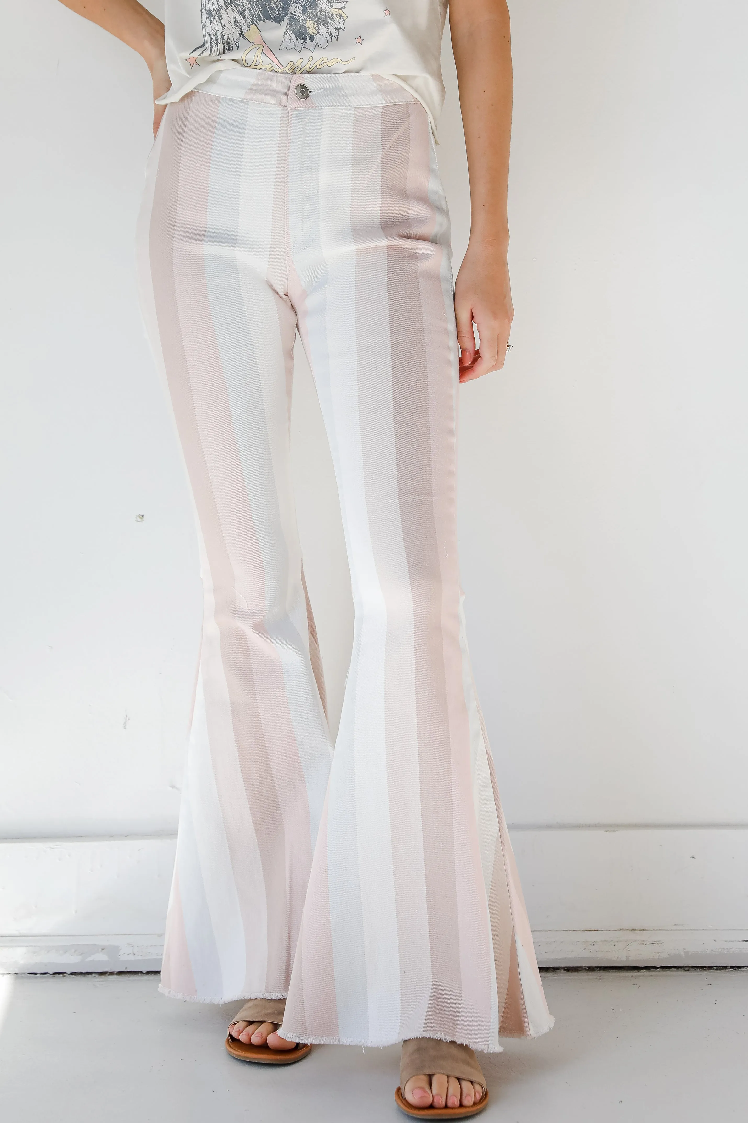 Riveted Stress Points Style Appropriate FINAL SALE - Perfect Paradise Striped Flare Jeans