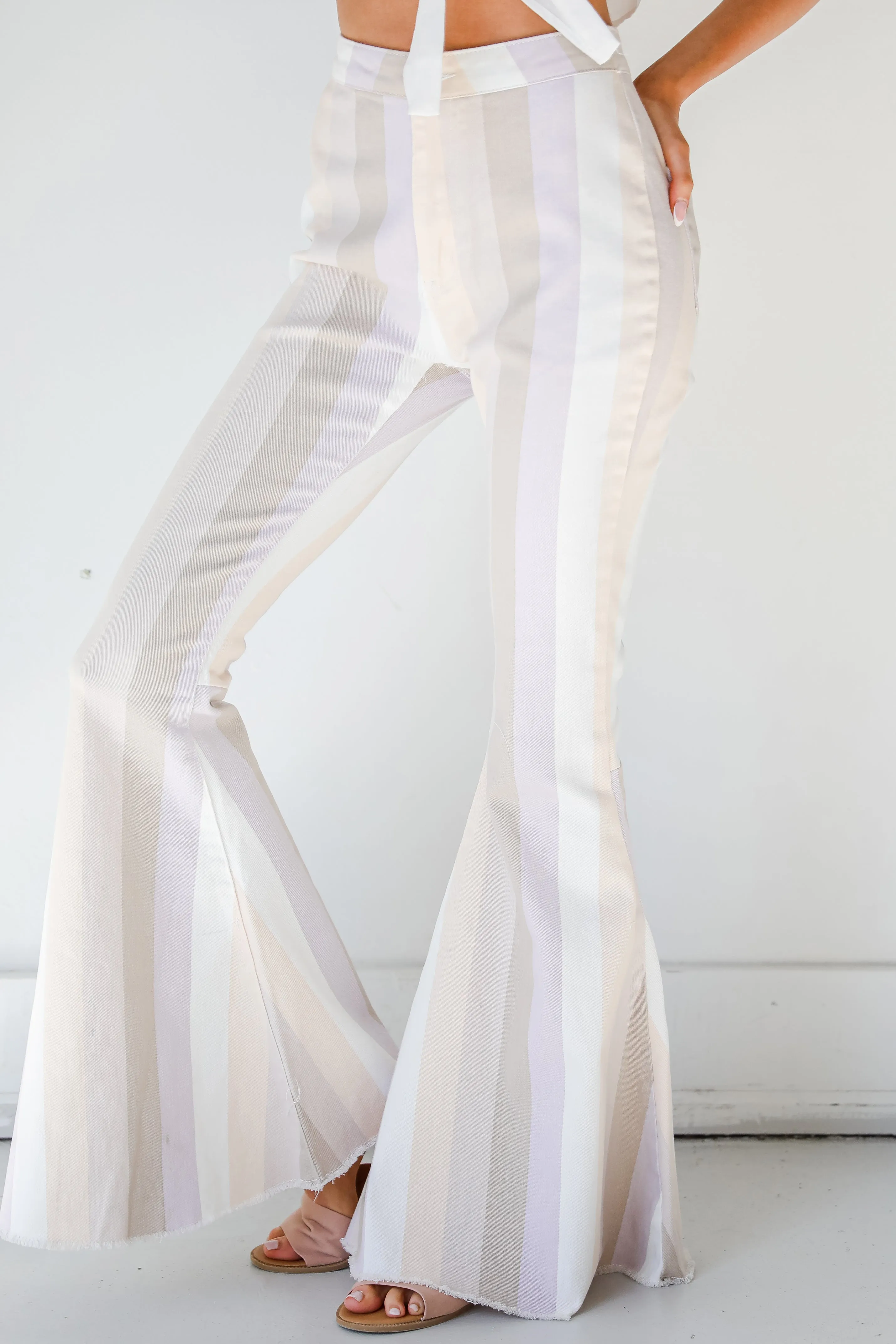 FINAL SALE - Perfect Paradise Striped Flare Jeans Versatile Weekend Style Daywear Fit