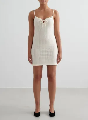 One size fits most Almond Pointelle Mini Dress