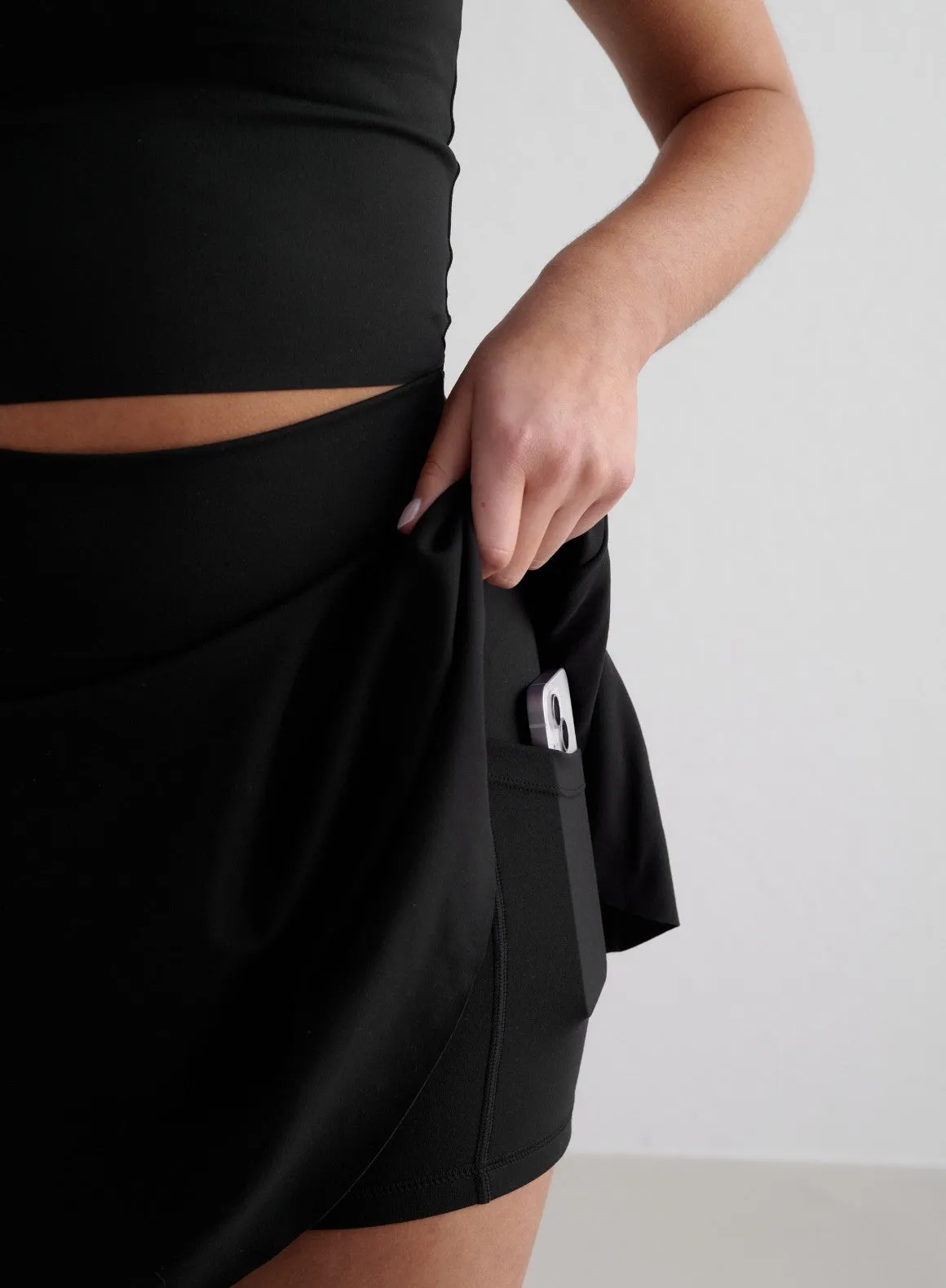 Easy Motion Black Sense Skort & Halter Bralette Set