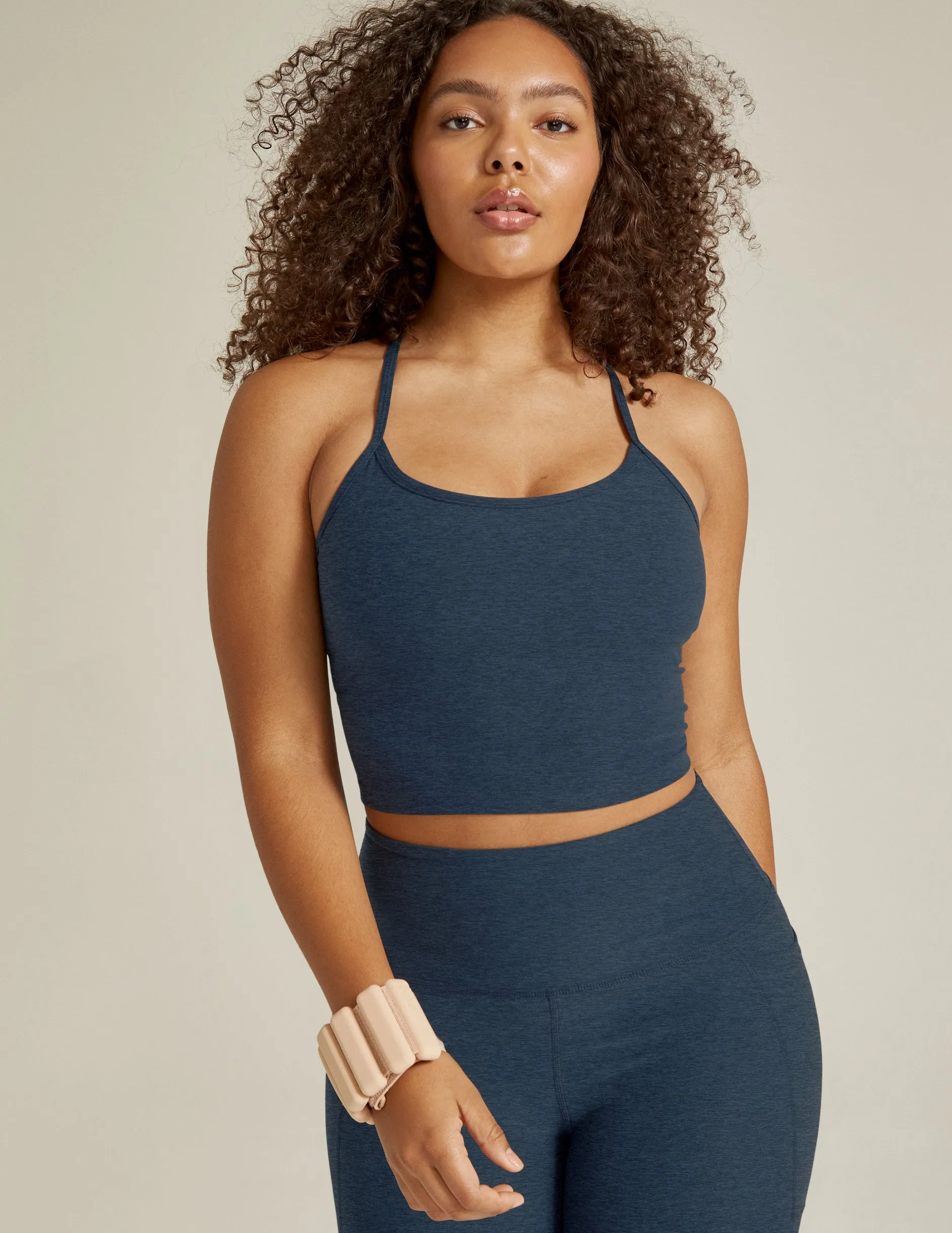 Ergonomic Paneling Spacedye Slim Racerback Cropped Tank