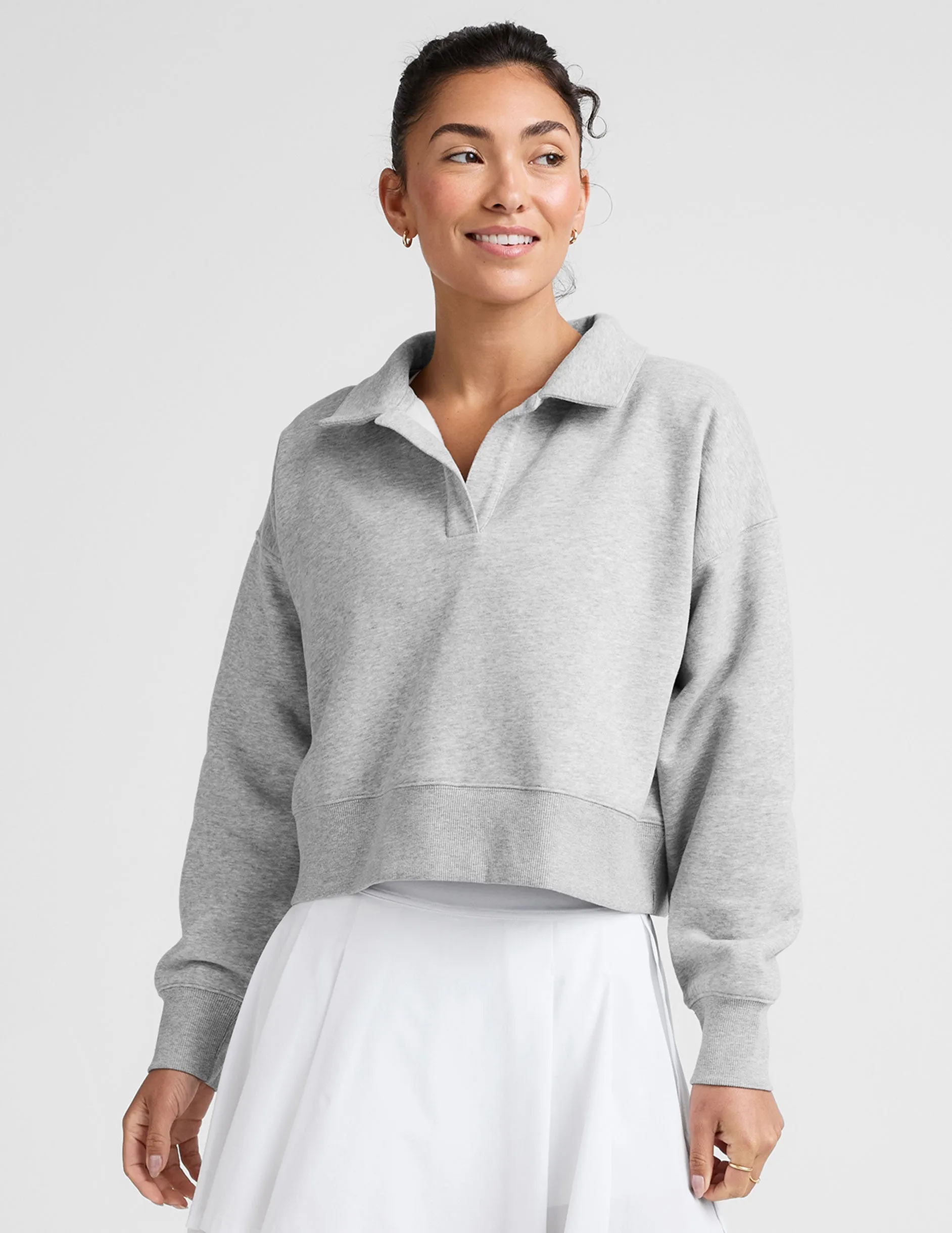 Cozy Comfort glove accents LuxeFleece Collared Sweatshirt