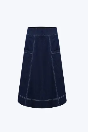 Denim Circular Skirt - Dark Denim Closet Must Durable Fabric