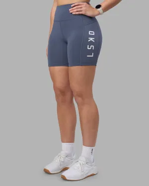 Comfort Fit Rep Ultra High-Rise 6" Short Pockets - Night Shadow-White