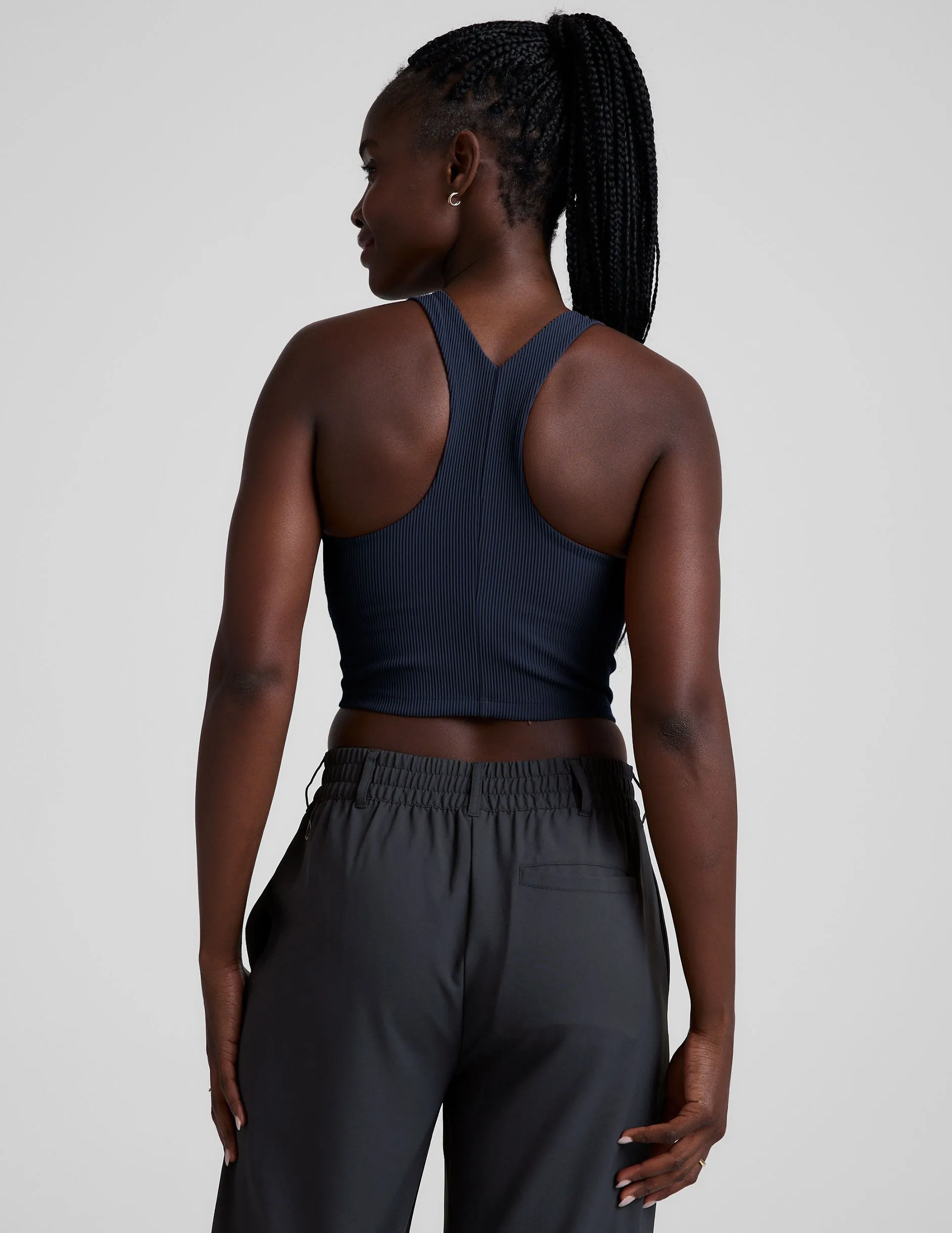 low - visibility construction workers Refocus Ribbed Cropped Tank