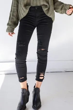 Blake Distressed Black Skinny Jeans Odor Control Coating