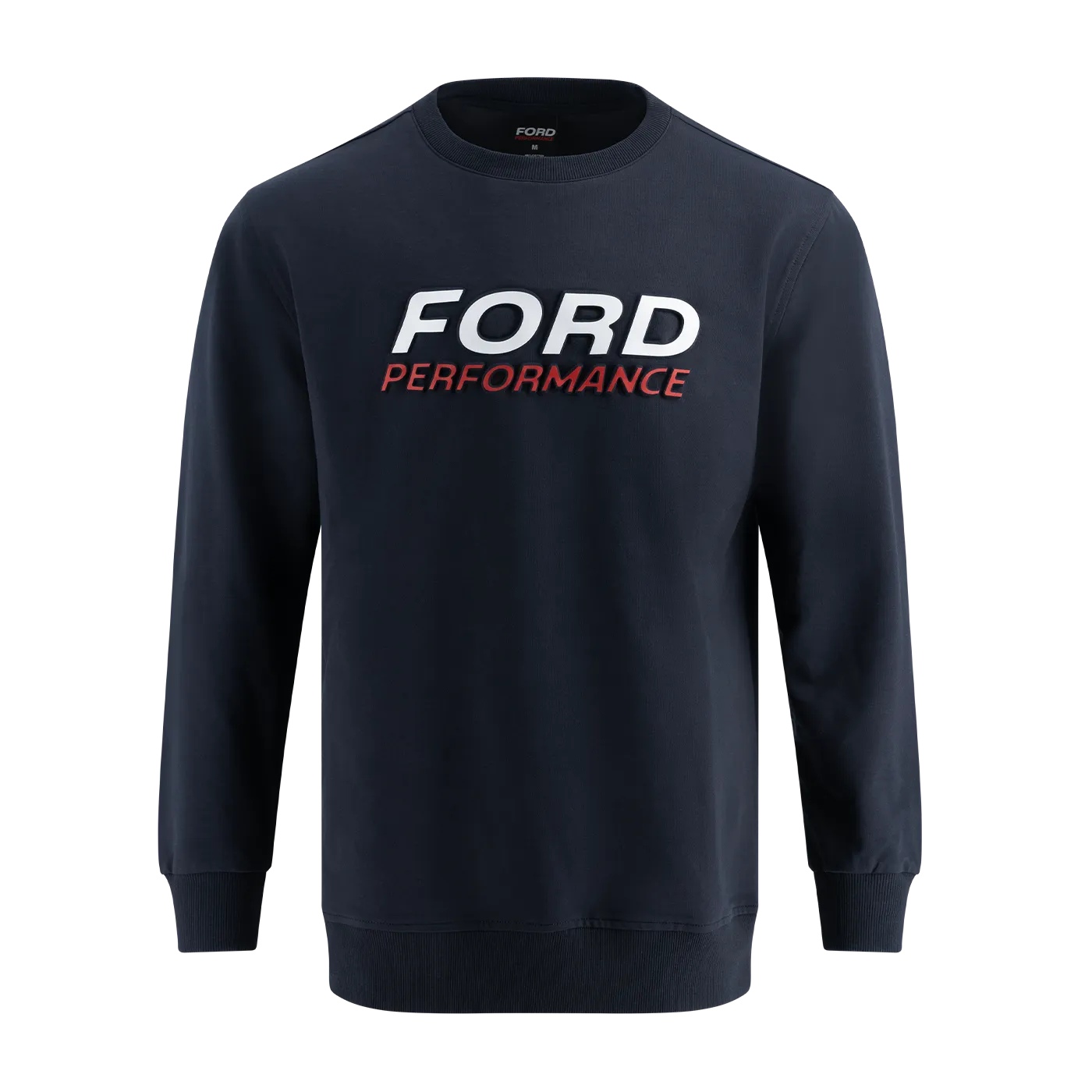 Ford Performance Navy Blue Embossed Crew Neck Sweatshirt earthy colors short sleeves