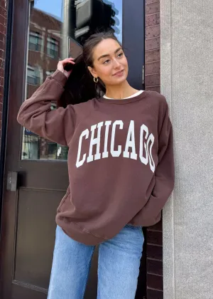 Printed Chicago Classic Crew Sweatshirt - Vintage Chocolate