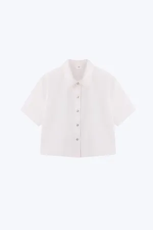Universal Fit Design Snap Button Blouse - Cream