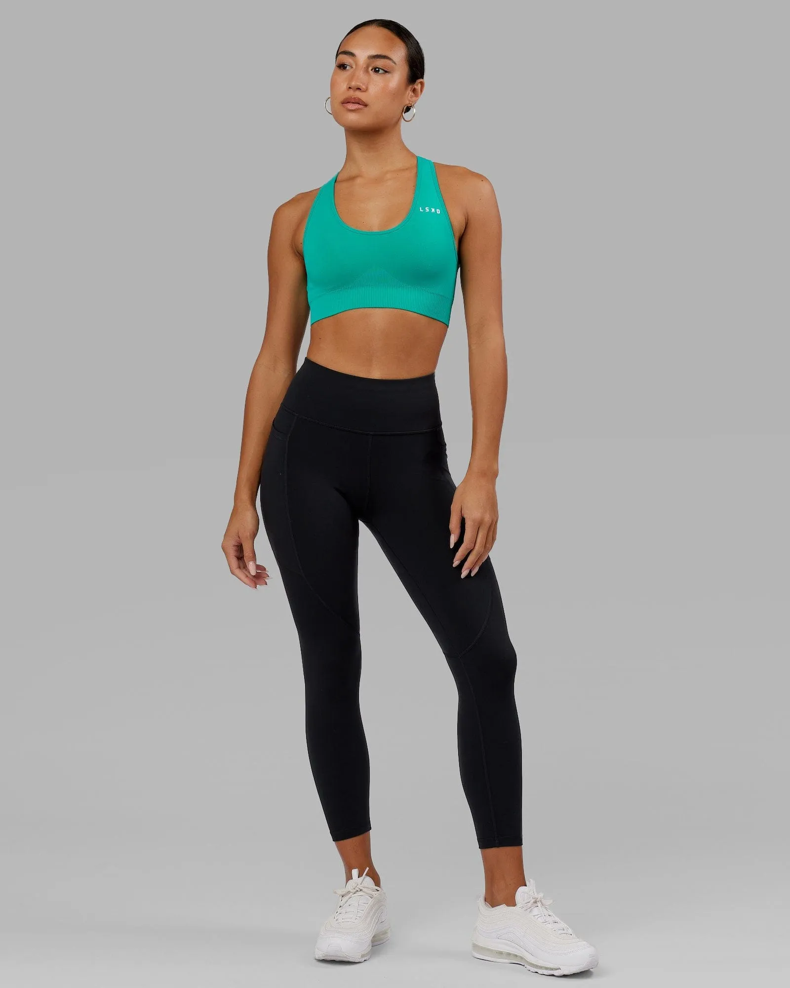 Fresh Look Rep Ultra High-Rise 7/8 Legging Pockets - Black-Hyper Teal