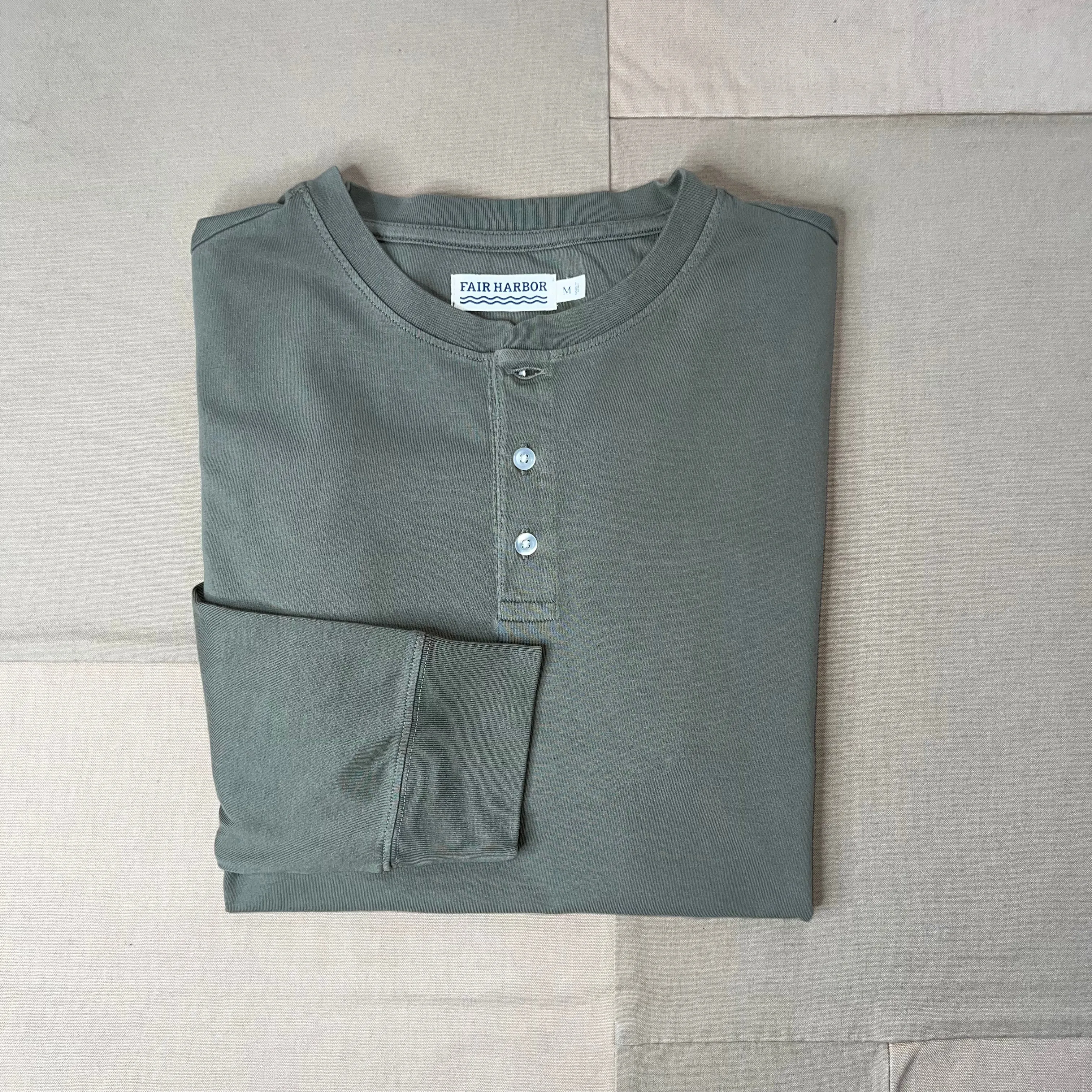 Saltaire Henley, Olive Long Sleeves Sporty Look