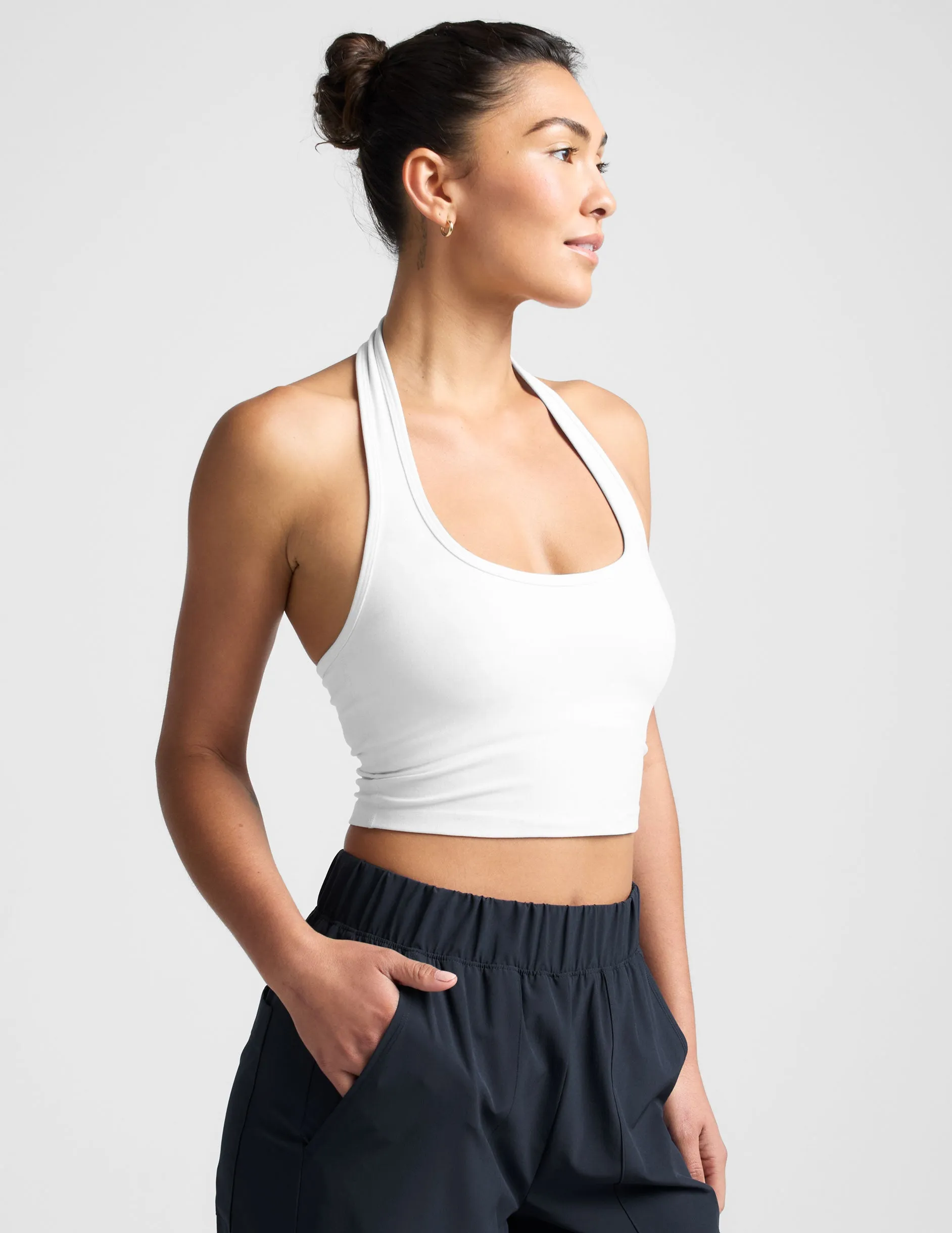 Spacedye Well Rounded Cropped Halter Tank manual control