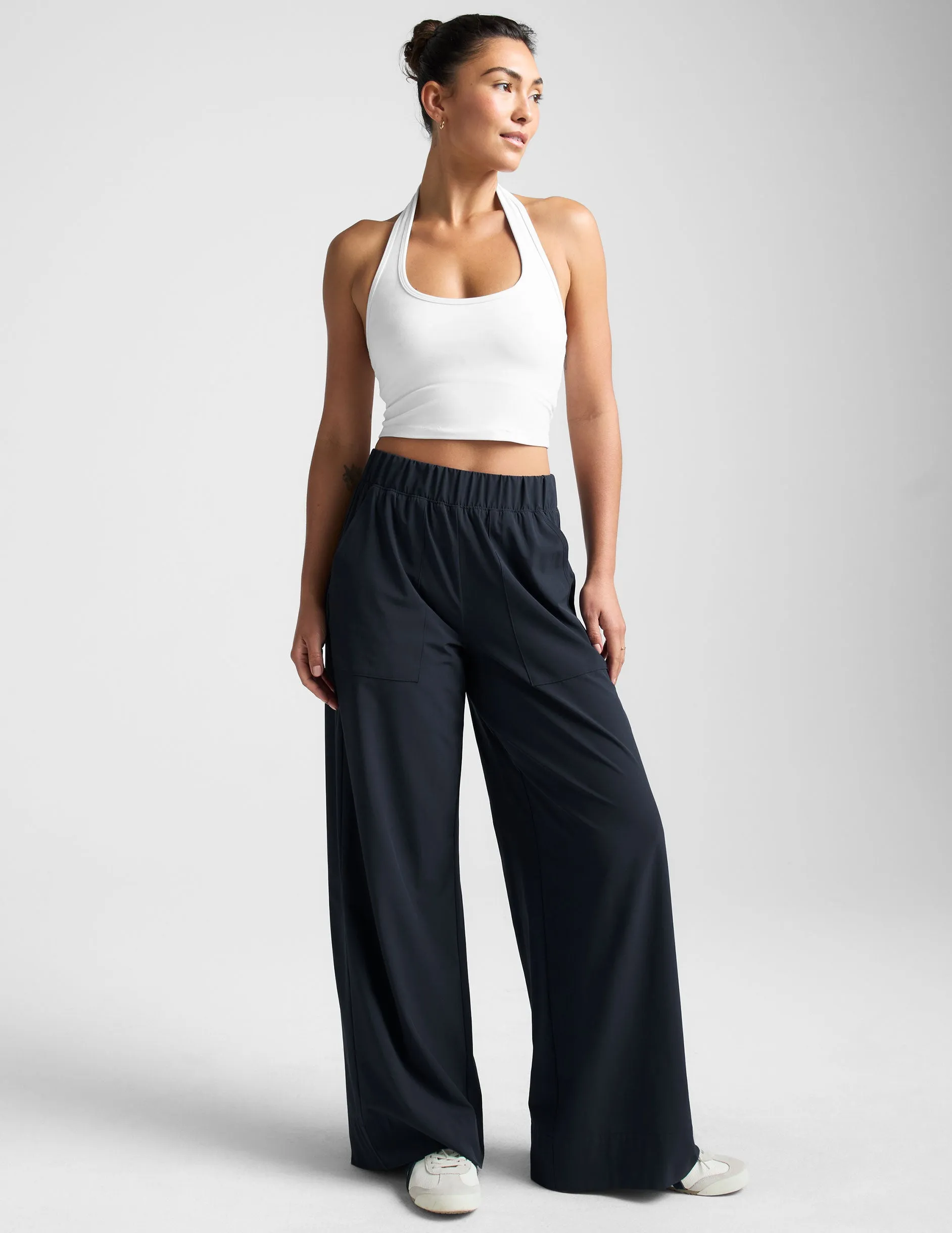 machine washable material Versatile Styling Options Spacedye Well Rounded Cropped Halter Tank