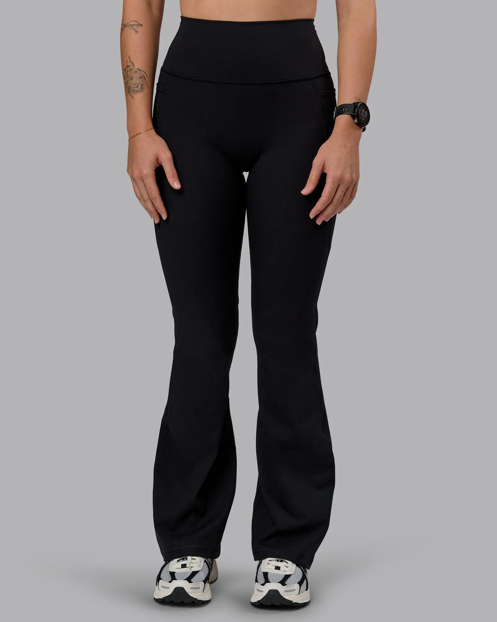 Fusion Ultra High-Rise Flared Petite Legging Pockets - Black Simple Line Quick Dry For Kids