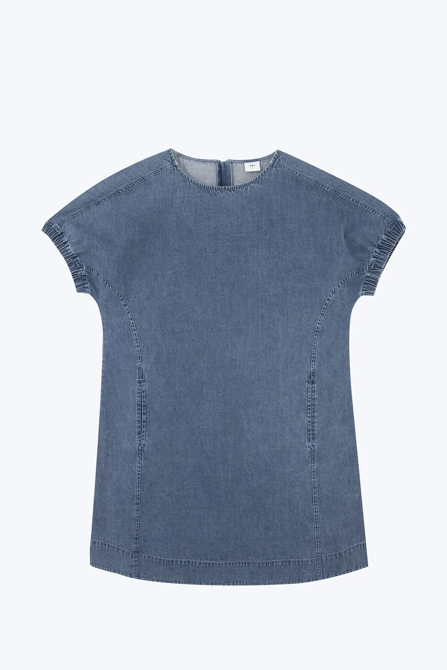 Bold Earthy Denim Elasticised Cuff Dress - Denim [AT]