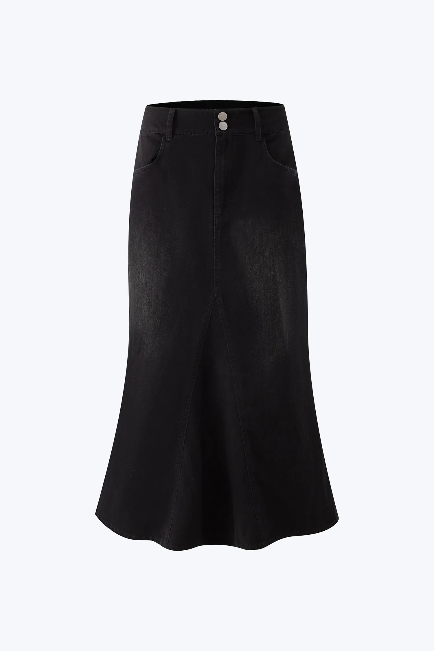 Anytime Wear Denim Flare Skirt - Black