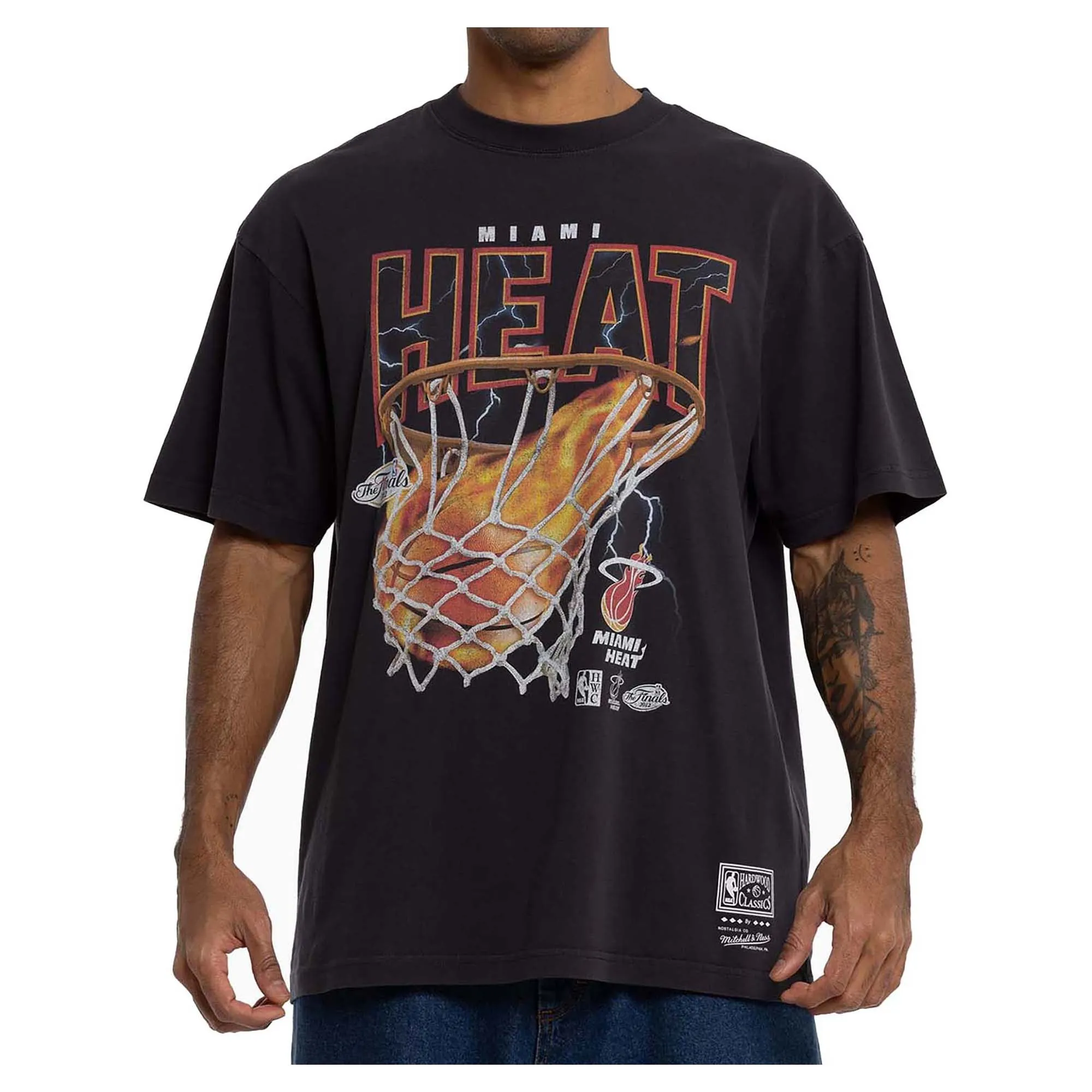 Recycled Polyester Blend Bio Glow Men's NBA Miami Heat Fire N Lightning Tee