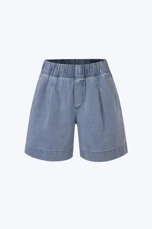 Pull-up Denim Shorts - Denim Softened Texture